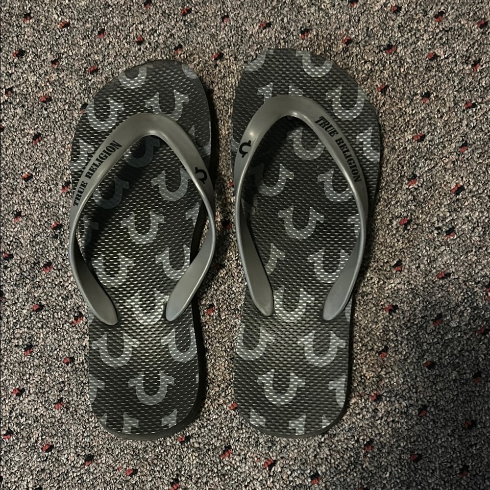 True Religion Black Flip Flops